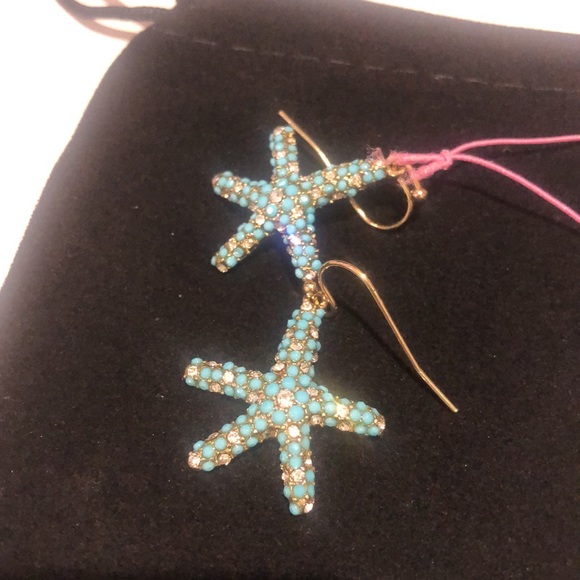 Turquoise & Cubic Zirconia Starfish Earrings-Boutique - Picture 6 of 8